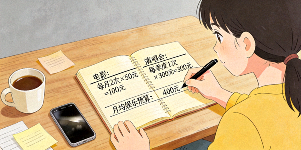 一个人正在笔记本上制定娱乐预算计划