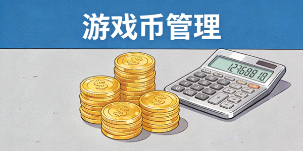 游戏币和计算器，象征游戏币管理
